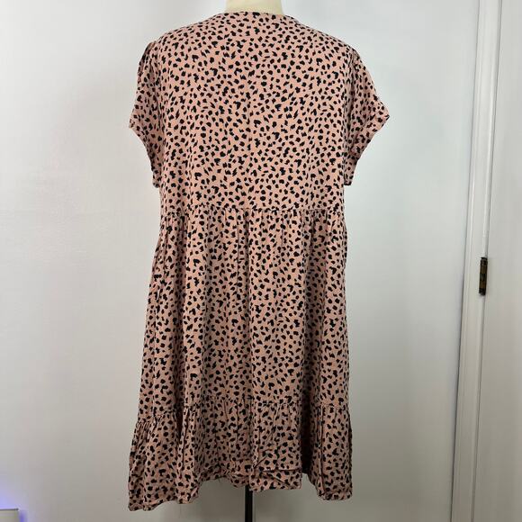 Savanna Jane Animal Print Embroidered Boho Shirt Dress Ruffle Hem Casual Size 1X - Picture 10 of 16